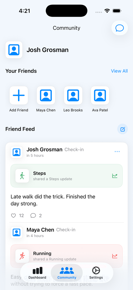 Metrik community screen